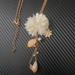 Long Flower Statement Necklace